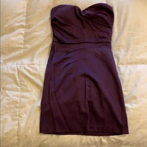 Purple strapless mini dress
